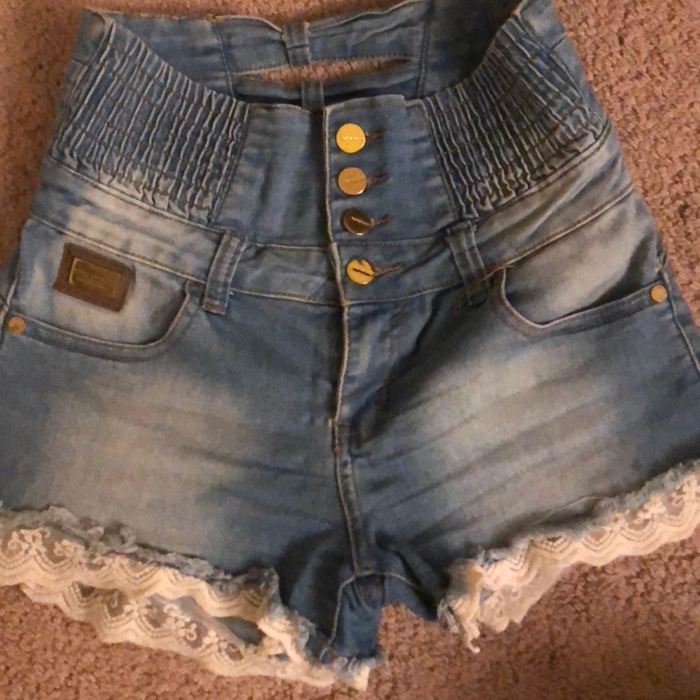 Blue denim shorts